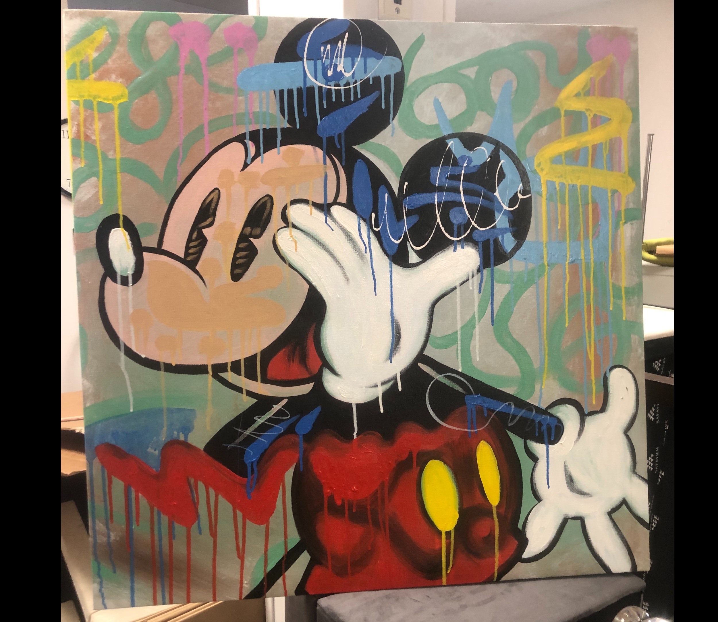 Pintura al óleo de Mickey Mouse Arte Pop